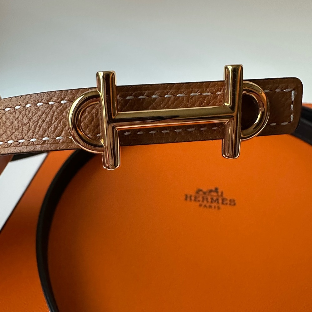 Hermes Gamma Belt Buckle Reversible Leather Strap 13mm - Picture 4 of 11